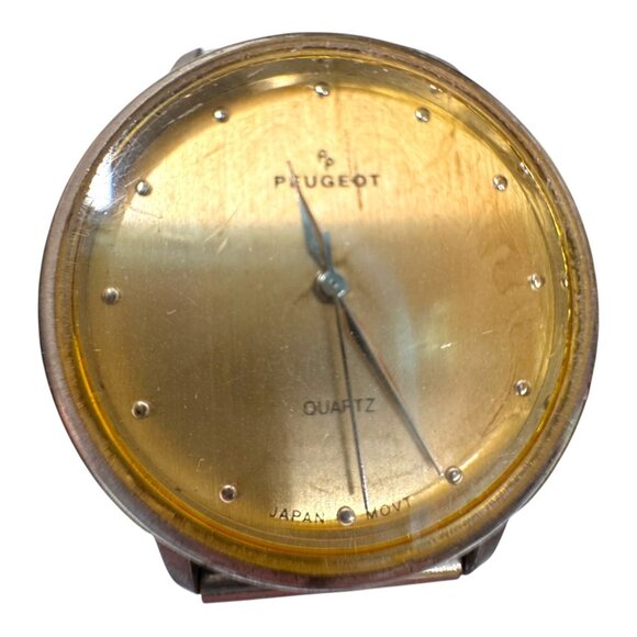 Vintage Mesh Peugeot Quartz Stainless Steel Watch Two Tone Gold Dial 9" READ - Picture 2 of 10